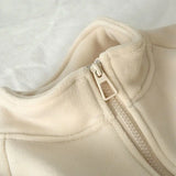 Daiiibabyyy  Double-sided Sweatshirt for Women Plus Velvet Winter Thick Loose Versatile Collar Zipper Sweatshirt Casual Sports Cardigan