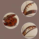 Daiiibabyyy  Korean Acetic Oval Flat Hair Clips for Women Elegant Leopard Matte Curved Round Hair Claw Clip Barrettes Hair Accessories