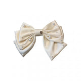 DAIIIBABYYY  -  New Women Girls Sweet Pearl Satin Bowknot Hair Clip Big Ribbon Bow Barrette Solid Color Scarf Hairpin Grip Ponytail Clip