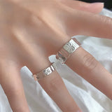 Daiiibabyyy  Punk Opening Ring Women Couple Y2K Shiny Star Finger Rings Handmade Irregular Design Jewelry Hip Hop Party Accessories