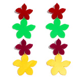 Daiiibabyyy  Sweet Acrylic Colorful Flower Dangle Earring for Women Five Petal Floral Pendant Earrings Holidays Jewelry Accessories