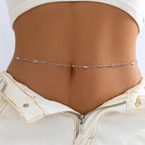 DAIIIBABYYY  -  Minimalism Silver Color Metal Slim Chain Belly Waist Chain Fashion Crystal Glass Summer Women Sexy Bikini Body Jewelry