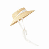 Daiiibabyyy  Fashion Women Summer Hat Wide Brim Beach Hat Ribbon Tie Wheat Straw Hat Outdoorsman Boater Hat Sun Protective Panama
