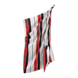 Daiiibabyyy  Women's Striped Asymmetrical Top Red Black White Striped Silk Scarf Lightweight Square Headscarf Neck Wrap Skirt Charming 0JQ1