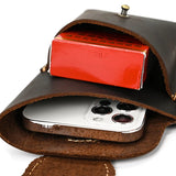 DAIIIBABYYY  -  Real Leather men Casual Small Waist Bag Cowhide Fashion Hook Bag Waist Belt Pack Cigarette Case 5.5" Phone Pouch