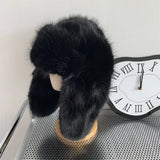 Daiiibabyyy  Faux fur Bomber Hats Outdoor Ski Winter Hat with ear flaps Women Trendy Thick Earmuffs  Ear Protection Warm Hat Pilot Cap