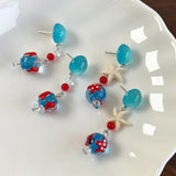 Daiiibabyyy  Funny Contrasting Color Resin Glass Beads Strand Ball Star Hanging Dangle Earrings for Women Wholesale Holiday Jewelry