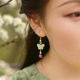 DAIIIBABYYY  -  Chinese Style Handmade Butterfly Dangle Earrings For Women Girls Golden Color Long Metal Ear Hook Earrings