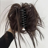 DAIIIBABYYY  -  Synthetic Fluffy Hair Bun Claws Messy Tousled Hairpiece Elastic Band Chignon Scrunchie Ponytail Extensions Hair Bow Clips Women