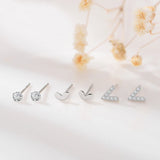 Daiiibabyyy 100% 925 Sterling Silver Small Stud Earring for Women Girl Gift Moon Star Flower Heart Love Crown Jewelry Wholesale