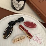 DAIIIBABYYY  -  Korean New Design Retro Bow Side Bangs Clip Temperament Acetic Duck Beak Clip Sweet Oval Shredded Hair Clip