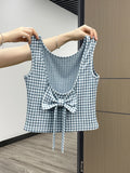 DAIIIBABYYY  -  Hot Girl Sexy Bow Exposes Beautiful Back Camisole Women's 2024 Summer Plaid Sleeveless Short Slim Suspender Tops Female Clothing