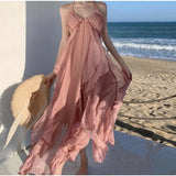 DAIIIBABYYY  -  Retro Ruffle chiffon halter off shoulder backless Dress asymmetrical Casual sweet High Waist evening Women Summer dresses