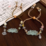 DAIIIBABYYY  -  Chinese Style Exquisite Carving Lotus Beads Bracelet for Woman Jewelry Gift Design Adjustable Bracelet Elegant Hand Accessories