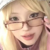 Vintage Japanese Small Black Square Frame Glasses Y2K Sweet Cool Spicy Girl Anti Blue Light Cosplay Photography Eyeglasses