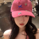 Daiiibabyyy  Women's Baseball Caps New Korean Bow Dopamine Sweet Cute Simple Fashionable Versatile Visors Vacation Sun Shading Caps For Girl
