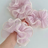 Daiiibabyyy  1PC Light Korean Pink Polka Dot Lace Scrunchie, Sweet Princess Hair Tie, Ins Style Hair Accessory For Women Daily Styling
