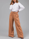 DAIIIBABYYY  -  Casual Fashion Zipper Pocket Straight Leg Pants Women's Wide Leg