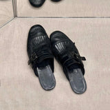 Daiiibabyyy  Retro Women's Shoes Exquisite Block Carving Mueller Slippers for Woman Fashion Britain Casual Shoes Designer Shoes Zapatos Mujer