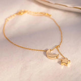 Daiiibabyyy  Fashion Metal Moon Star Anklet for Women Girls Exquisite Elegant Gold Color Thin Chain Tassel Foot Chain Wedding Jewelry Gifts