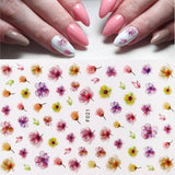 Daiiibabyyy 1pcs 3D Nails Art Stickers Colorful Flower Designs Water Transfer Decals Adhesive Sliders Nail Art Decorations Manicure Sticker