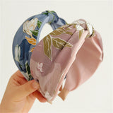 Daiiibabyyy  Wide Fabric Headbands For Women Girls Flower Knotted Hairbands Female Hair Bands Hair Hoops Hair Accessories