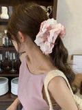 Daiiibabyyy  Cute Scrunchies Sweet Style Checkered Lace Four Layer Large Intestine Hair Band Hair Tie Bun Hairstyle Hair Band Hair Accessory