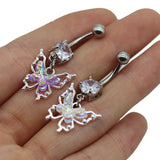 DAIIIBABYYY  -  Dream Blue Star Dangle Navel Ring Butterfly Moon Belly Button Ring Big CZ Punk Navel Piercing Ombligo Body Jewelry