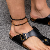 DAIIIBABYYY  -  Fashion Stone Beads Adjustable Anklet For Men Tiger Eye Stone Tangling Stone Hand-woven Foot Chain Gift Jewelry