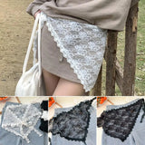 DAIIIBABYYY  -  Korean Lace Floral Hair Scarf female flower white sweet Triangle Scarf Summer Thin Breathable Travel Photo Headband head Scarf