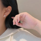 DAIIIBABYYY  -  Sweet Shining Y2K White Pink Heart Shape Stud Earrings Women Girl Korean Fashion Rhinestone Earring Jewelry Accessories