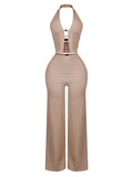 DAIIIBABYYY  -  Solid Backless Sexy Fashion Slimming Jumpsuits For Women Halter Sleeveless Spliced Button Chic Jumpsuit Female Fashion New
