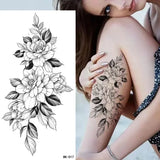 DAIIIBABYYY  -  Black Flower Women Sexy Tattoo Sticker Women Dot Rose Peony Body Chest Art Temporary Tattoos Water Transfer Fake Tattoo Stickers