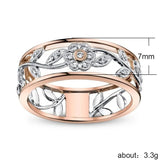Daiiibabyyy New Fashion Two-Tone Flower Zircon Rings for Women Hollow Rose Gold Color Ring Party Jewellery Gifts