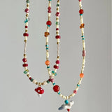 DAIIIBABYYY  -  Fashion Cute Bird Mushroom Pendant Colorful Beads Retro Clavicle Chain Necklaces For Women Girl Aesthetic Exquisite Jewelry Gift