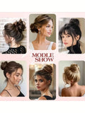 Daiiibabyyy  Adjustable Synthetic Bun Ponytail Wig For Women Magic Bird's Nest Shaped Hair Bun With Circle Elastic Clips Straight Donut Updo