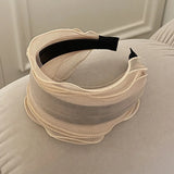 Daiiibabyyy  Spring and Summer Mesh Pleated Wide-brimmed Headband Women  New Hairpin Headband Daily Clothing Fashion Matching Head Band