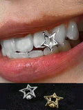 Daiiibabyyy  Hollowed-Out Five-Pointed Star Hip-Hop Style Braces, In A Simple Golden Tone, Are Suitable For Daily Wear By Both Men And Women.