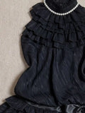 Daiiibabyyy  Japanese Vintage Gothic Elegant Black 2 Piece Set Women Chic Y2k Sleeveless Tops + Skirts Harajuku Fashion Causal Retro Outfits