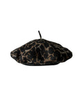 Daiiibabyyy  Women's Wool Blend Beret Hat Leopard Print Chic Elegance Painter Cap with UFO Design (Versatile Casual)