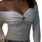Daiiibabyyy  European American New Autumn Tight Sexy One-shoulder Long-sleeved Slim Fit