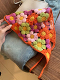 Daiiibabyyy  New Travel Photo Spring New Seaside Atmosphere Hook Flower Triangular Headscarf Women's Pastoral Style Flower Headband