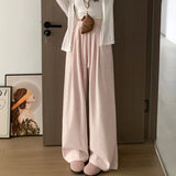 Daiiibabyyy  Solid High Waisted Sweatpants Women Lightweight Casual Spring Fall Wide Leg Pants Fashion Simple Lazy Draped Loose Trousers