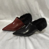 Daiiibabyyy  Fur Women Luxury Heeled Shoes Pointed Toe Fashion Dress Pumps Autumn Elegant New Boots Woman Sexy Designer Mujer Zapatillas