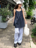 Daiiibabyyy  Retro Button-Up Denim Vest Dr Women's Summer New Sle Layered Svel ort Skirt Inner Wear Casual Street Sle