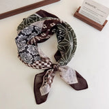 Daiiibabyyy  Bohemia Silk Hair Scarf Headband Women's Korean Printing Cotton Linen Scarf Decorative Scarf Headscarf Headwear