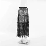 DAIIIBABYYY  -  Sexy Black Lace Long Skirt Women Y2K Streetwear Mesh Sheer Maxi Skirts Summer Dark Coquette Gyaru Harajuku Gothic Faldas
