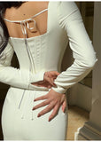 Daiiibabyyy Black Square Collar Long Sleeve Bottoming Slim Skirt Summer 2024 Sexy Vestidos Evening Dresses for Women Elegantes Party Prom