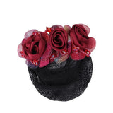 Daiiibabyyy  Spring Clip Beaded Crochet Hair Clip Barrettes For Flight Attendant Women Bun Net Crystal Hairnet Cover Zircon Flower Bun Snood