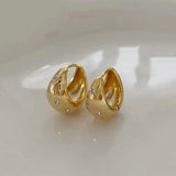 Daiiibabyyy  Luxury Zircon Star Hoop Earrings Sweet Romantic French Rhinestone Gold Color Ear Buckle Jewelry Gifts for Women Girls